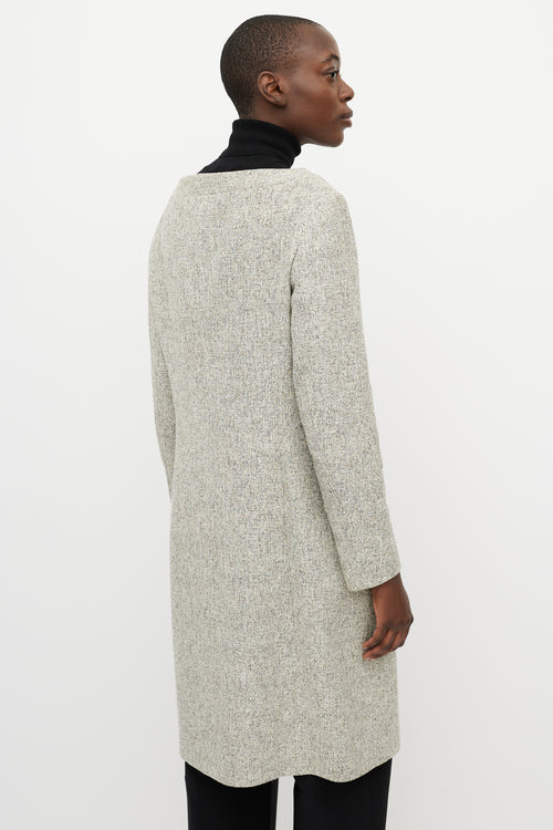 Jil Sander Green Tweed Wide Collar Coat