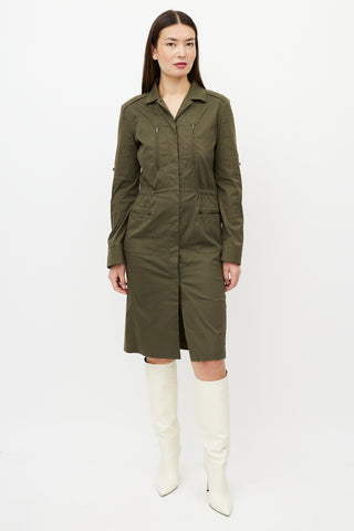 Jil Sander Khaki Green Shirt Dress