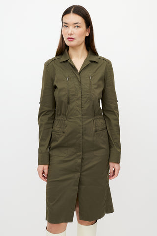 Jil Sander Khaki Green Shirt Dress