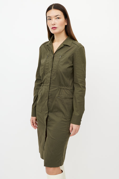 Jil Sander Khaki Green Shirt Dress