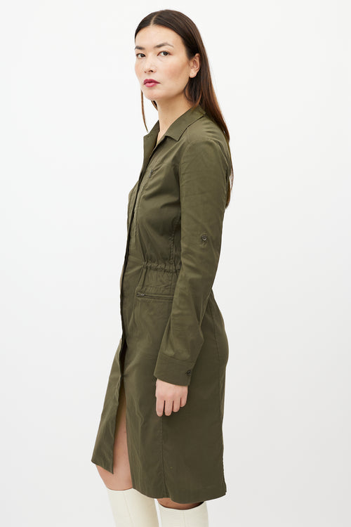 Jil Sander Khaki Green Shirt Dress