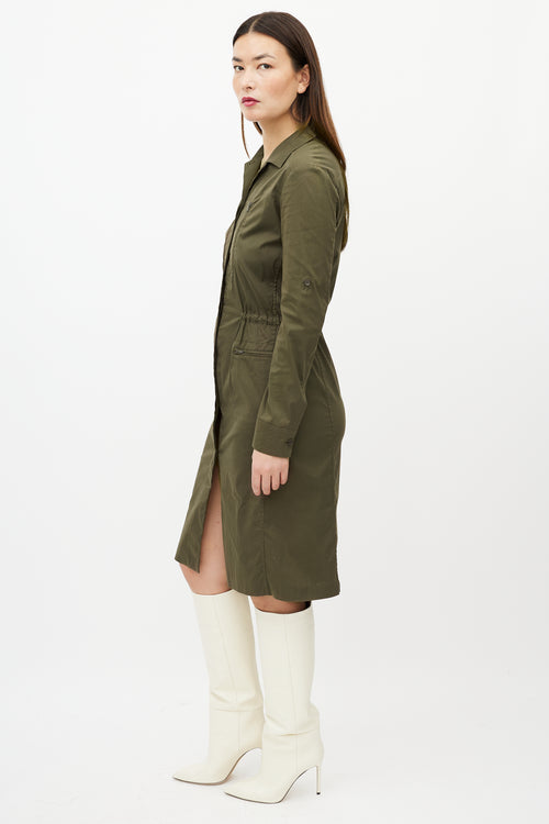 Jil Sander Khaki Green Shirt Dress