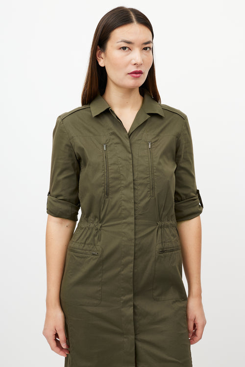 Jil Sander Khaki Green Shirt Dress