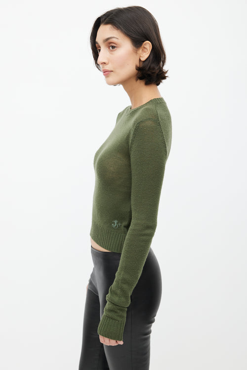 Jil Sander Green Wool Knit Sweater