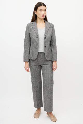 Jil Sander Grey Herringbone Pant Suit