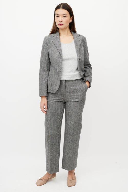 Jil Sander Grey Herringbone Pant Suit