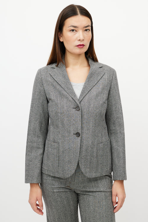 Jil Sander Grey Herringbone Pant Suit