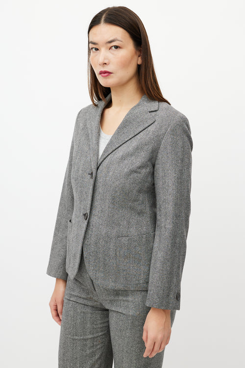 Jil Sander Grey Herringbone Pant Suit