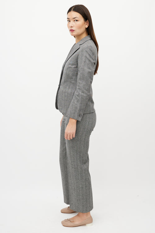 Jil Sander Grey Herringbone Pant Suit