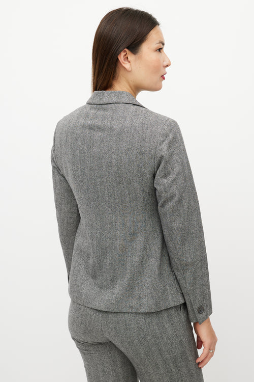 Jil Sander Grey Herringbone Pant Suit