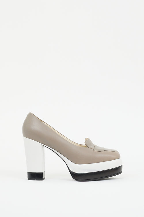 Jil Sander Beige 
Multi Leather Colourblock Platform Loafer