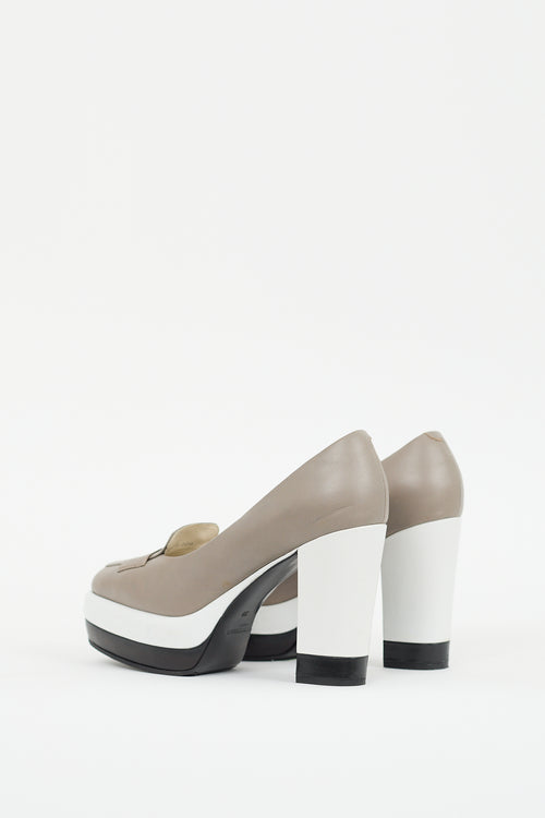 Jil Sander Beige 
Multi Leather Colourblock Platform Loafer