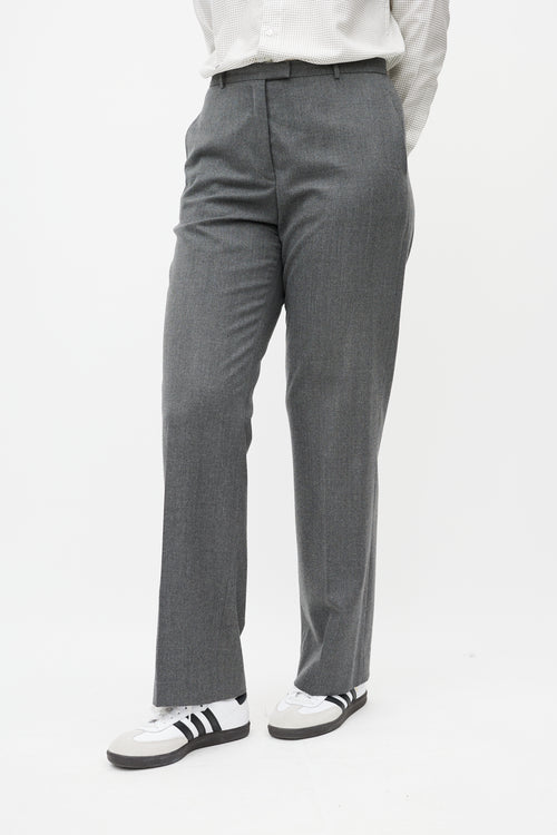 Jil Sander Grey Wool Straight Leg Trouser