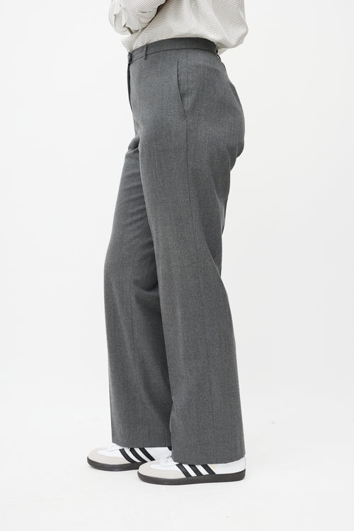 Jil Sander Grey Wool Straight Leg Trouser