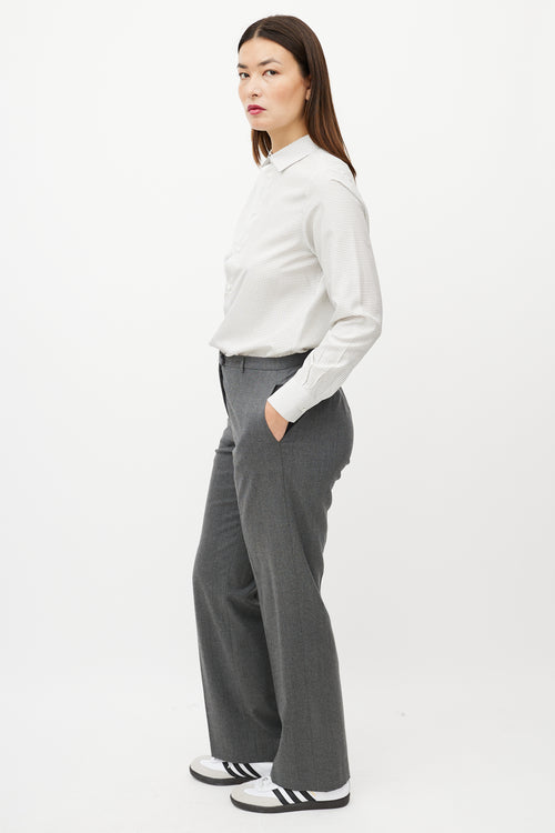 Jil Sander Grey Wool Straight Leg Trouser