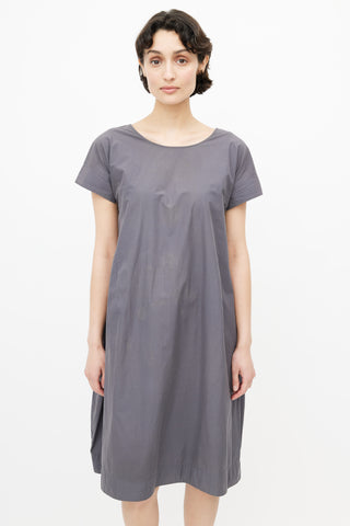 Jil Sander Grey V-Neck Midi Dress