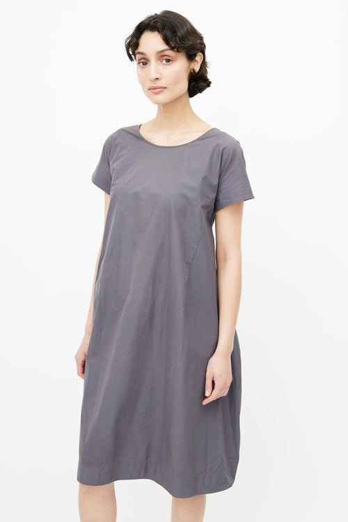 Jil Sander Grey V-Neck Midi Dress