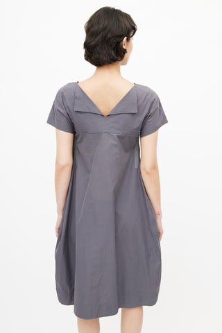 Jil Sander Grey V-Neck Midi Dress