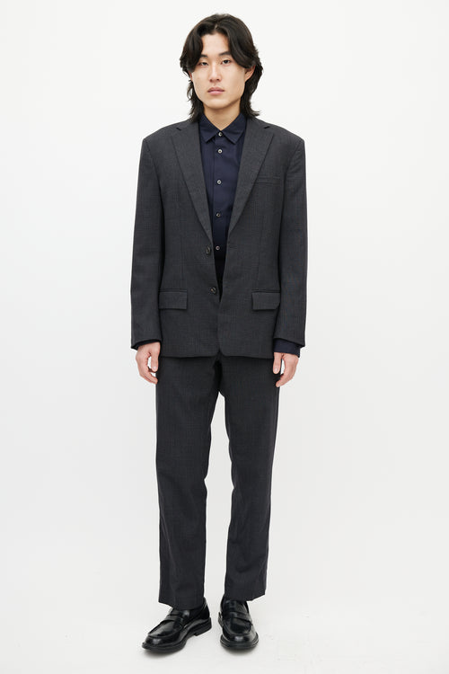 Jil Sander Grey Wool Check Two Piece Suit