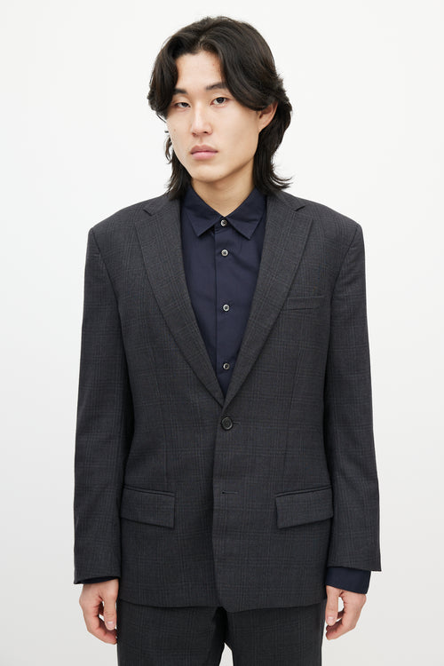 Jil Sander Grey Wool Check Two Piece Suit