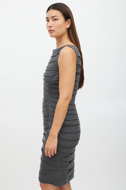 Jil Sander Grey Wool Pleated Dress