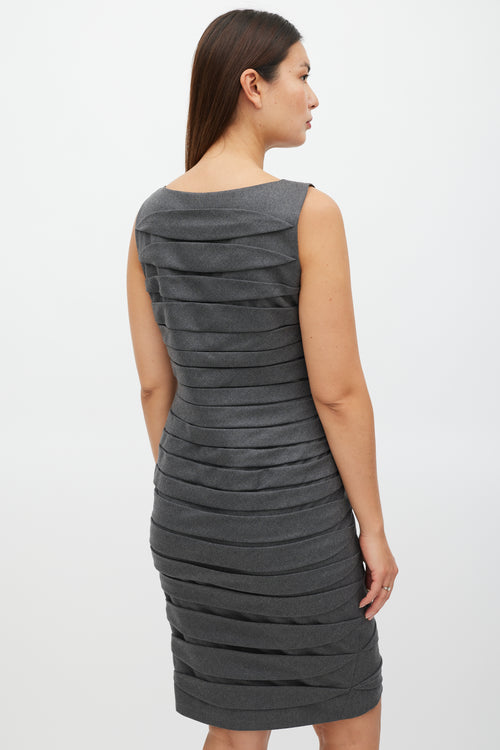 Jil Sander Grey Wool Pleated Dress