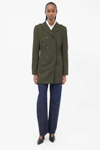 Jil Sander Khaki Green Wool Double Breasted Military Blazer