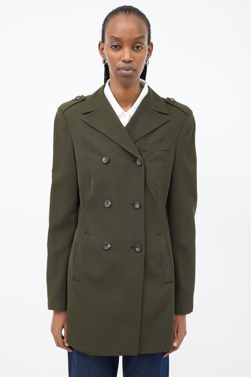 Jil Sander Khaki Green Wool Double Breasted Military Blazer