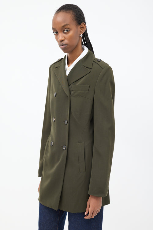 Jil Sander Khaki Green Wool Double Breasted Military Blazer