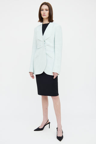 Jil Sander Blue Ruched Snap Button Blazer