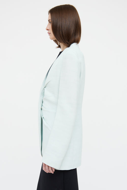 Jil Sander Blue Ruched Snap Button Blazer