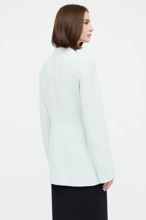 Jil Sander Blue Ruched Snap Button Blazer