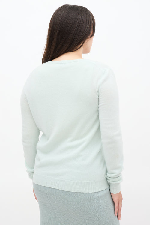 Jil Sander Light Green V-Neck Cardigan