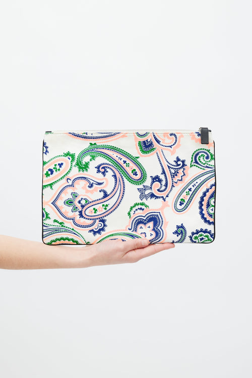 Jil Sander SS 2012 White 
Multicolour Paisley Clutch