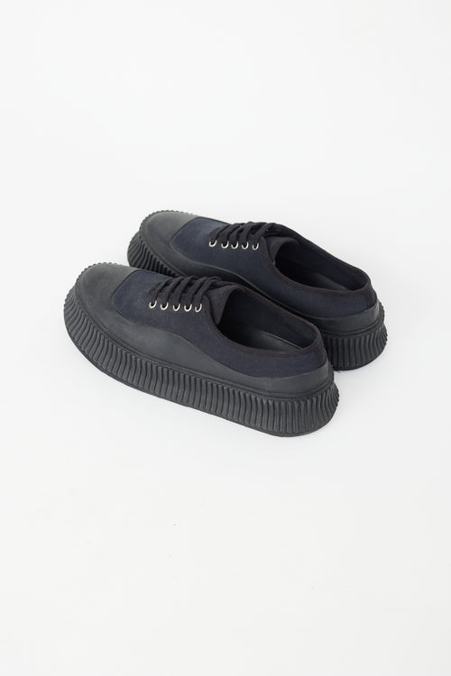 Jil Sander Navy 
Black Canvas Platform Sneaker