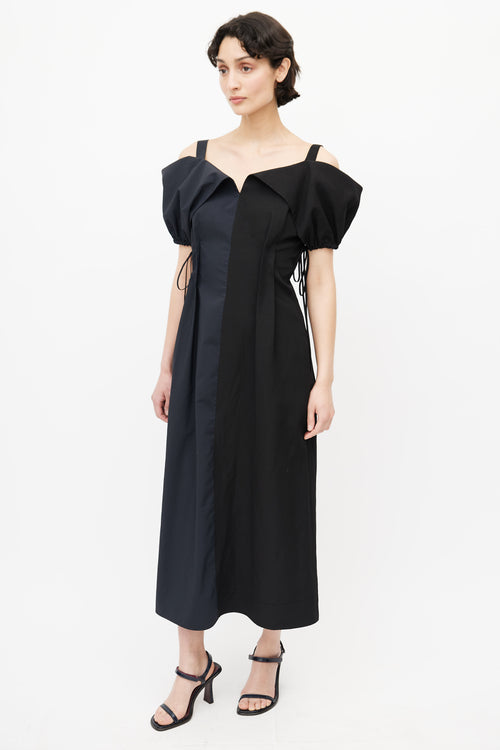 Jil Sander Navy 
Black Colorblock Gabi Dress