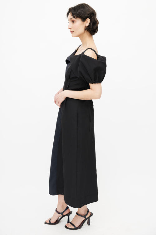 Jil Sander Navy 
Black Colorblock Gabi Dress