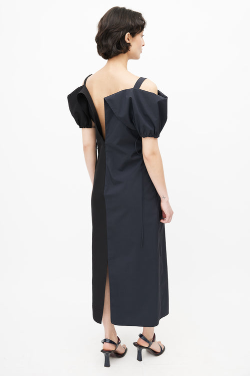 Jil Sander Navy 
Black Colorblock Gabi Dress