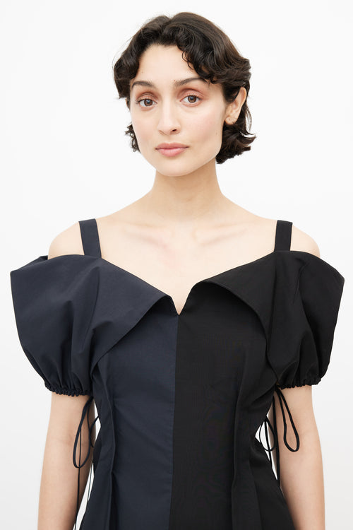 Jil Sander Navy 
Black Colorblock Gabi Dress