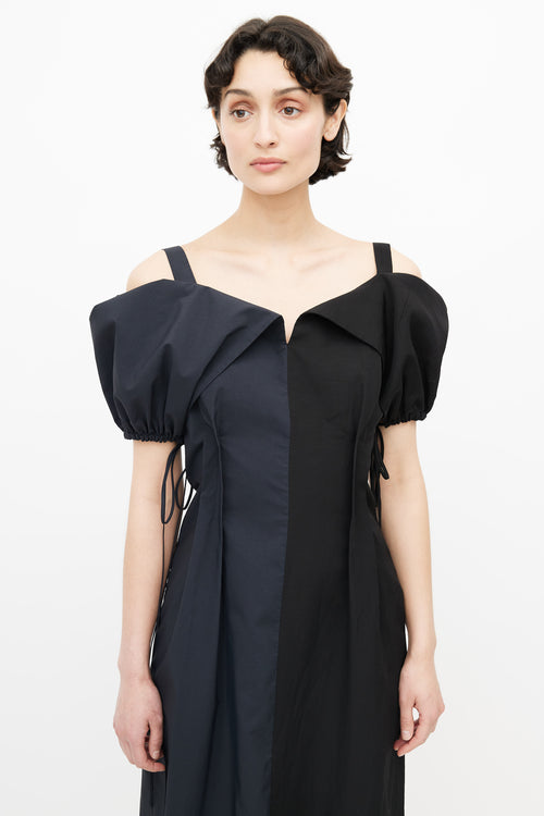 Jil Sander Navy 
Black Colorblock Gabi Dress