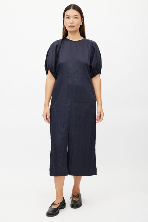 Jil Sander Navy Crinkled Maxi Dress