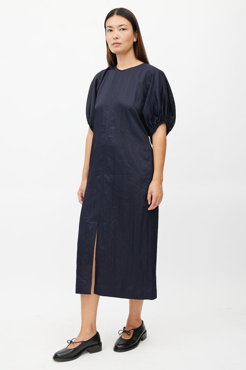 Jil Sander Navy Crinkled Maxi Dress