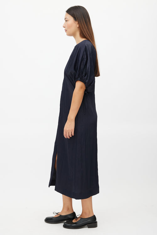 Jil Sander Navy Crinkled Maxi Dress