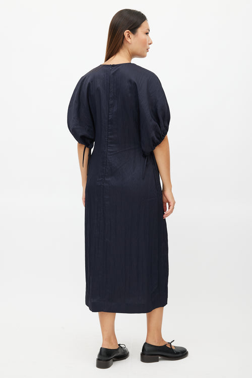 Jil Sander Navy Crinkled Maxi Dress