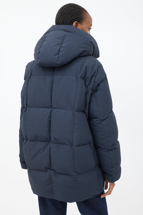 Jil Sander Navy Hooded Down Puffer Jacket