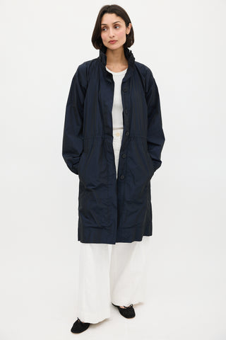 Jil Sander Navy Hooded Drawcord Coat