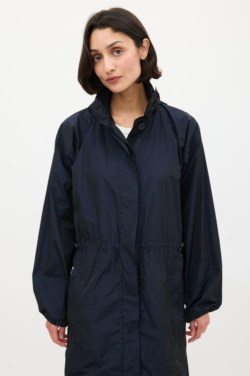 Jil Sander Navy Hooded Drawcord Coat