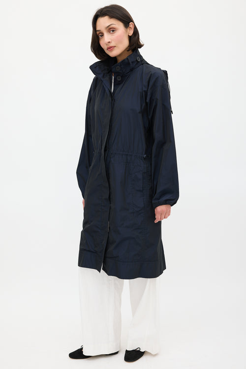 Jil Sander Navy Hooded Drawcord Coat