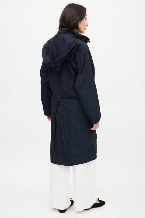 Jil Sander Navy Hooded Drawcord Coat