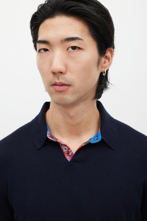 Jil Sander Navy 
Multicolour Knit Polo